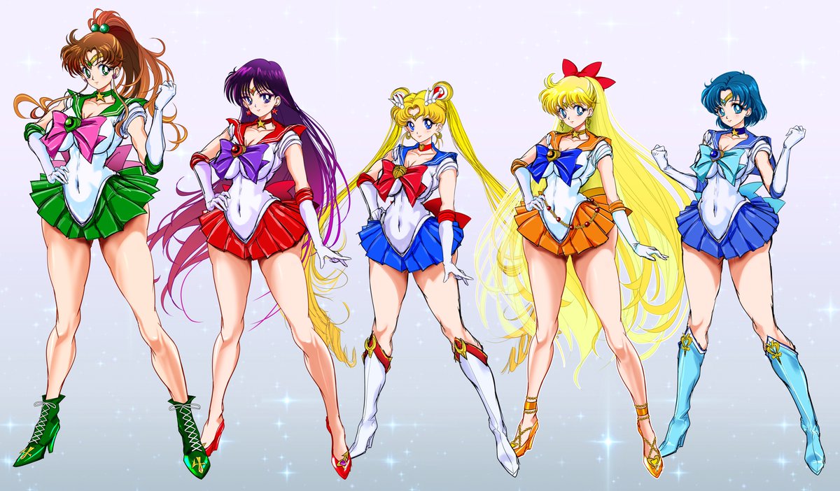 セーラームーン (ラフ落書き) 
なんか急に描きたくなったシリーズ、内部太陽系戦士が揃ったのでひとまず集合絵。😏 
やっぱり1人だけ体格がとびぬけてるまこちゃんが好こ。
#セーラームーン #SailorMoon 