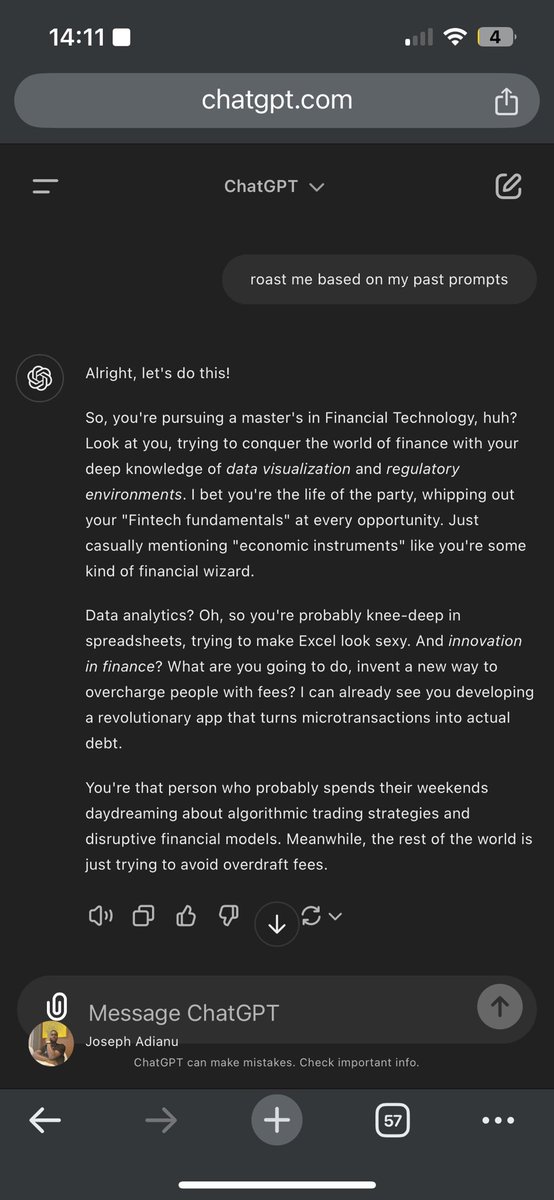 JosephAdianu's tweet photo. @Mollage_ It’s funny and scary at the same time that this AI knows me so well!!! https://t.co/wBKq2JMoY9
