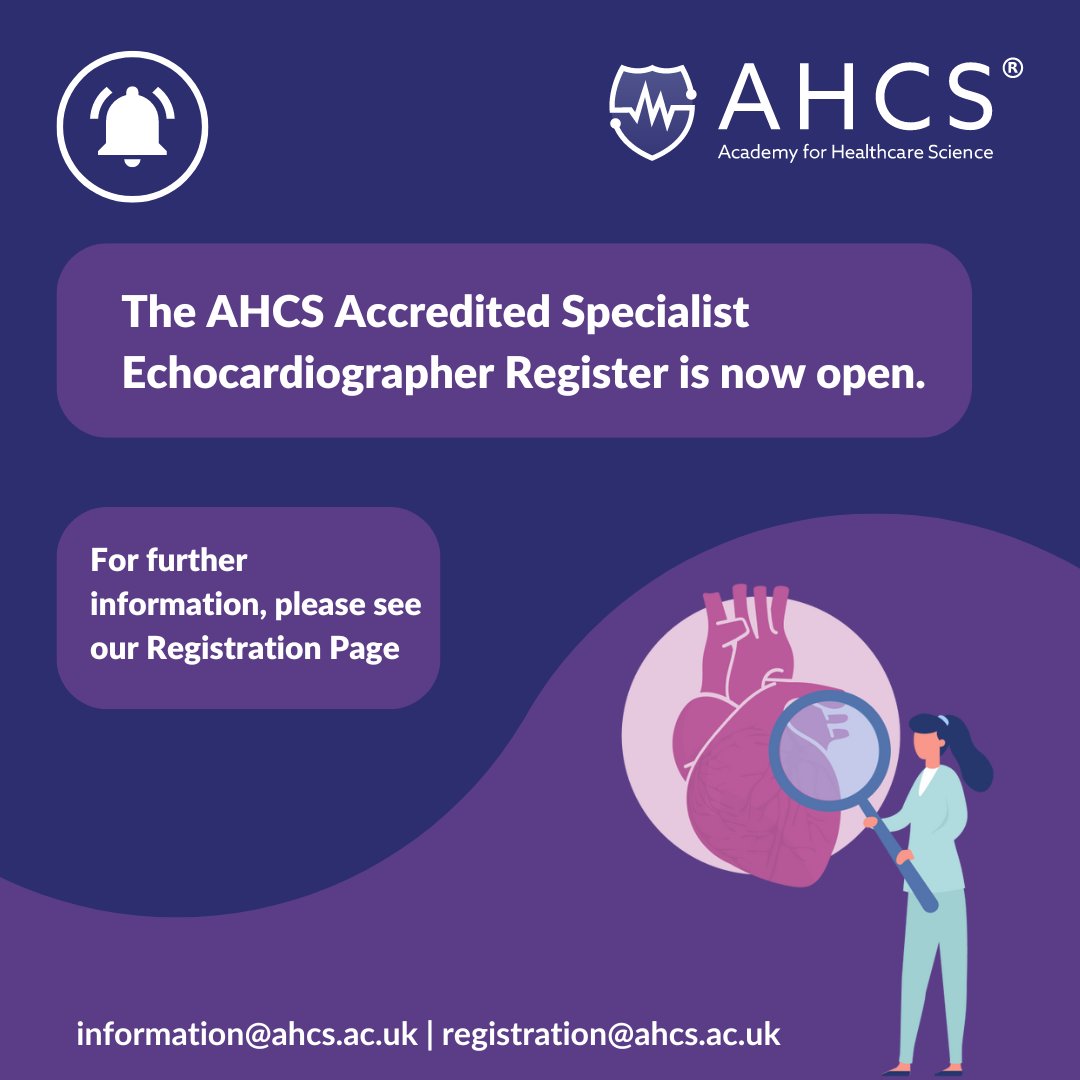 SCST (@scstcouncil) on Twitter photo 🚨 News for Echocardiographers! 🚨 The <a href="/ahcsuk/">Academy for Healthcare Science</a> Accredited Specialist Echocardiography Register is now open! Join by 2nd Nov for a special rate of £30. SCST encourages all cardiac science staff to get registered!
👉 Learn more & register: tinyurl.com/t6z3brua
#Echocardiography 🚨 News for Echocardiographers! 🚨 The <a href="/ahcsuk/">Academy for Healthcare Science</a> Accredited Specialist Echocardiography Register is now open! Join by 2nd Nov for a special rate of £30. SCST encourages all cardiac science staff to get registered!
👉 Learn more & register: tinyurl.com/t6z3brua
#Echocardiography