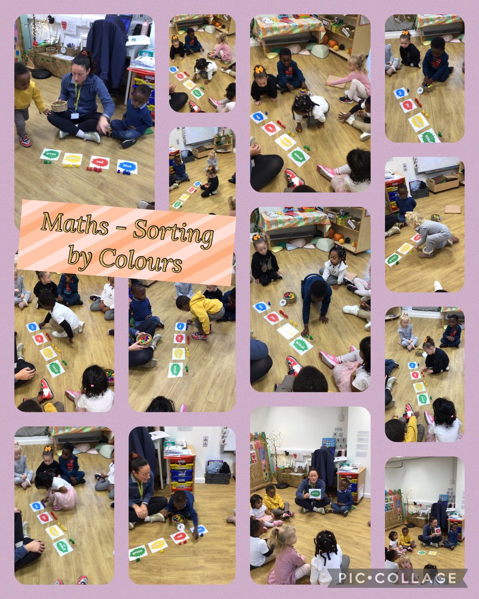 W/E 11.10.24: The #Nursery children have been sorting things according to their colours. Then some of them were extended by also sorting into other categories like object or shape.