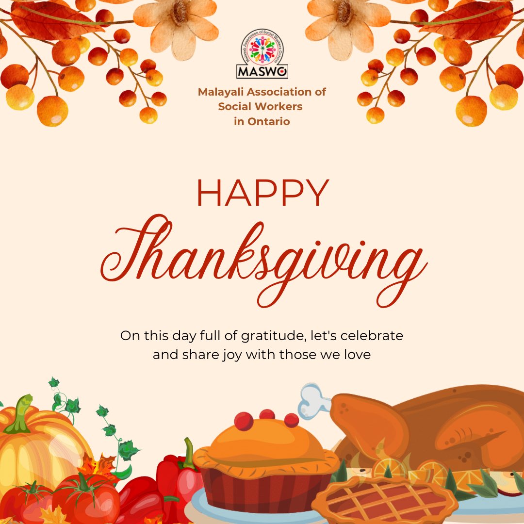 MaswoCanada's tweet photo. 🍂 On this Thanksgiving Day, we are reminded of the power of gratitude. As social workers, we give thanks for the opportunity to serve our communities and uplift those in need. 🙏✨ https://t.co/y6KfsdDh23