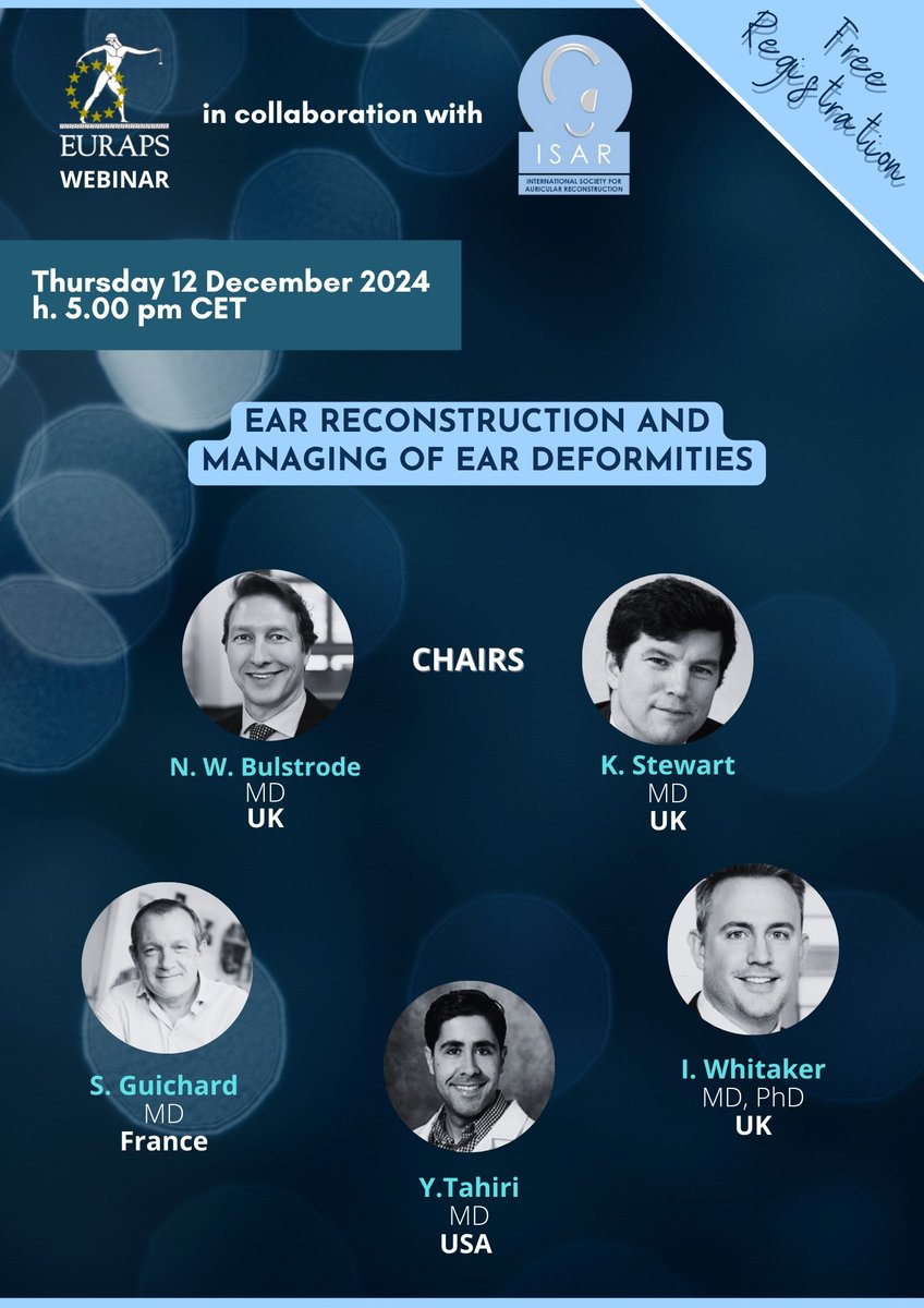 We are excited to announce that ISAR will be launching a series of webinars designed to provide valuable insights and discussions on various topics!

In collaboration with EURAPS, the first webinar is scheduled on Thursday 12 December at 5pm CET! 

More information in our bio!