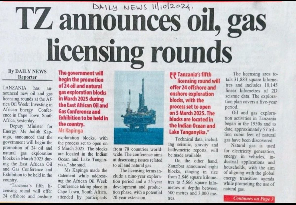 Abdulsamad_tz's tweet photo. Tanzania through #TPDC has officially announced to launch the 5th Licensing Round and will be open starting 5 March 2025. It is an exciting times and vibrant moment for the energy sector in Tanzania.
Just few months ago #Zanzibar which is a semi-autonomous country in Tanzania has launched its 1st Licensing round, Zanzibar 1st Licensing Round , ZPRA .
It has been an exciting time in East African region and we continue to welcome all #investors in the country
Great times ahead for the energy sector.
#energyconnect2024 #mustakabaliWaKijani