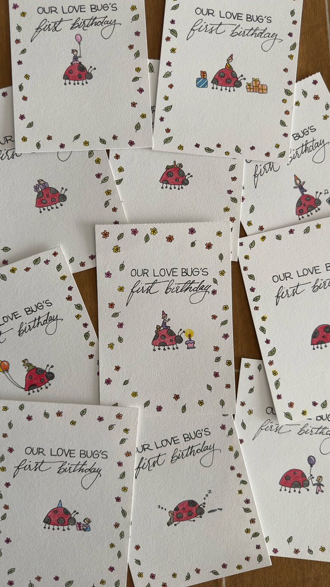 2cmHumans's tweet photo. We had the pleasure of illustrating little birthday cards for a very special little girl. 🐞

These cards are all handmade with different little illustrations, and space for special messages from loved ones on the back. 

Happy Birthday, Noa! 🐞❤️

#2cmhumans https://t.co/kLRhg48mrD