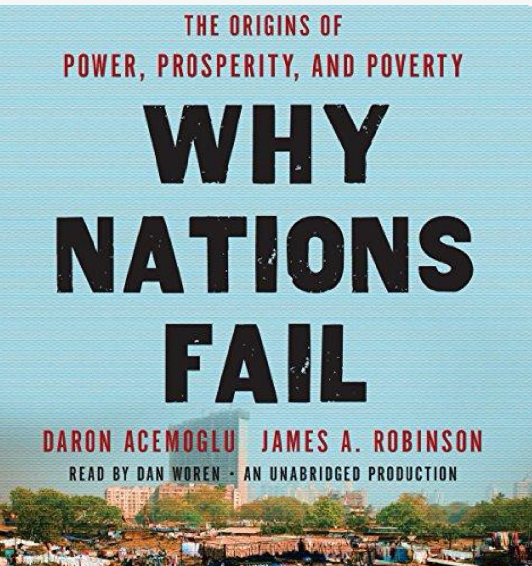 Wow, the authors of my favorite book on the importance of Independent Institutions on the economy and prosperity “Why Nations Fail” just received a Noble Prize!  These Independent institutions (1) act as checks &amp; balances on government power, minimizing abuse, corruption or