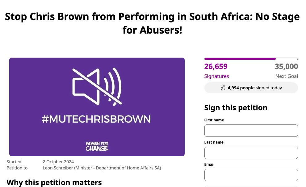 Petition Wants to Block Chris Brown's South African Tour <a href="/allafrica/">allAfrica.com</a>: allafrica.com/stories/202410… #SouthAfrica