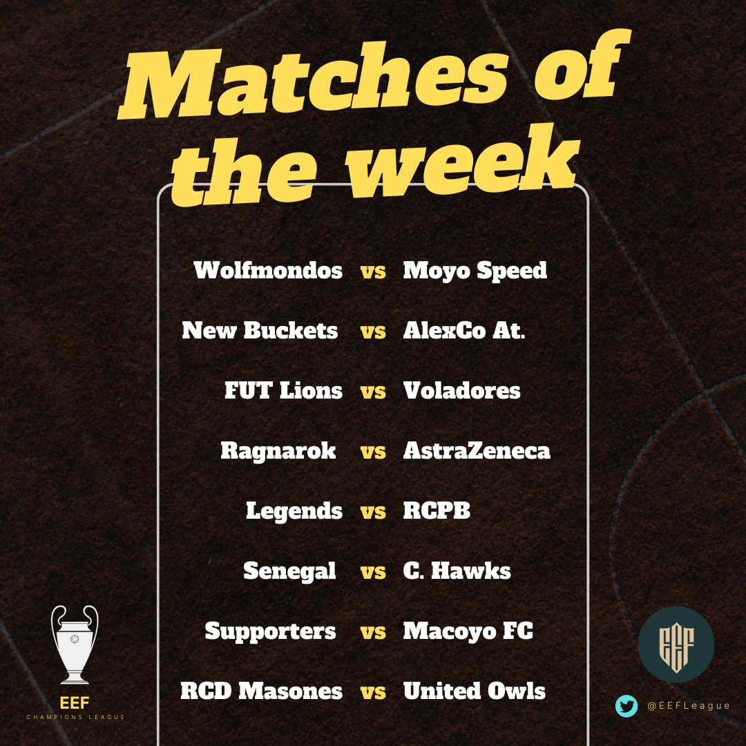 JORNADA 1. 
CHAMPIONS EEFLEAGUE