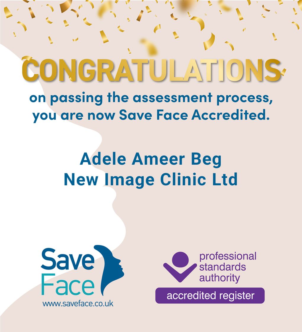 SaveFaceUK's tweet image. CONGRATULATIONS to Adele Ameer-Beg of New Image Clinic Ltd for passing the Save Face accreditation process! #TANFIELD #saveface #safepractice #staysafe #injectibles #aesthetics #antiwrinkle #dermalfiller #PatientSafety #accredited #practitioner #GovernmentApprovedRegister #clinic