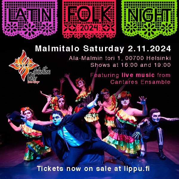 Latin Folk Night 7. Nos vemos el 2 de noviembre en Malmitalo, Helsinki

lippu.fi/en/event/latin…