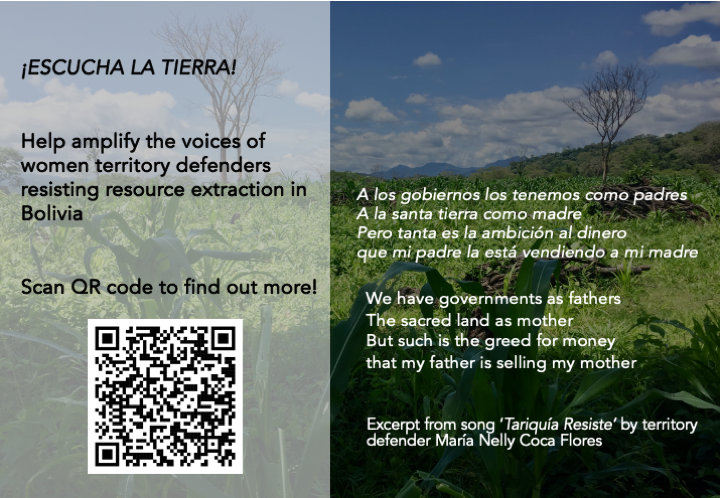 FloorHout's tweet photo. 1/2 Help amplify the voices of women territory defenders resisting resource extraction in Bolivia 🌱✊Donate here to support radio project ¡Escucha la tierra! https://t.co/TAgh2DOmMx https://t.co/TCAnw5ox4f