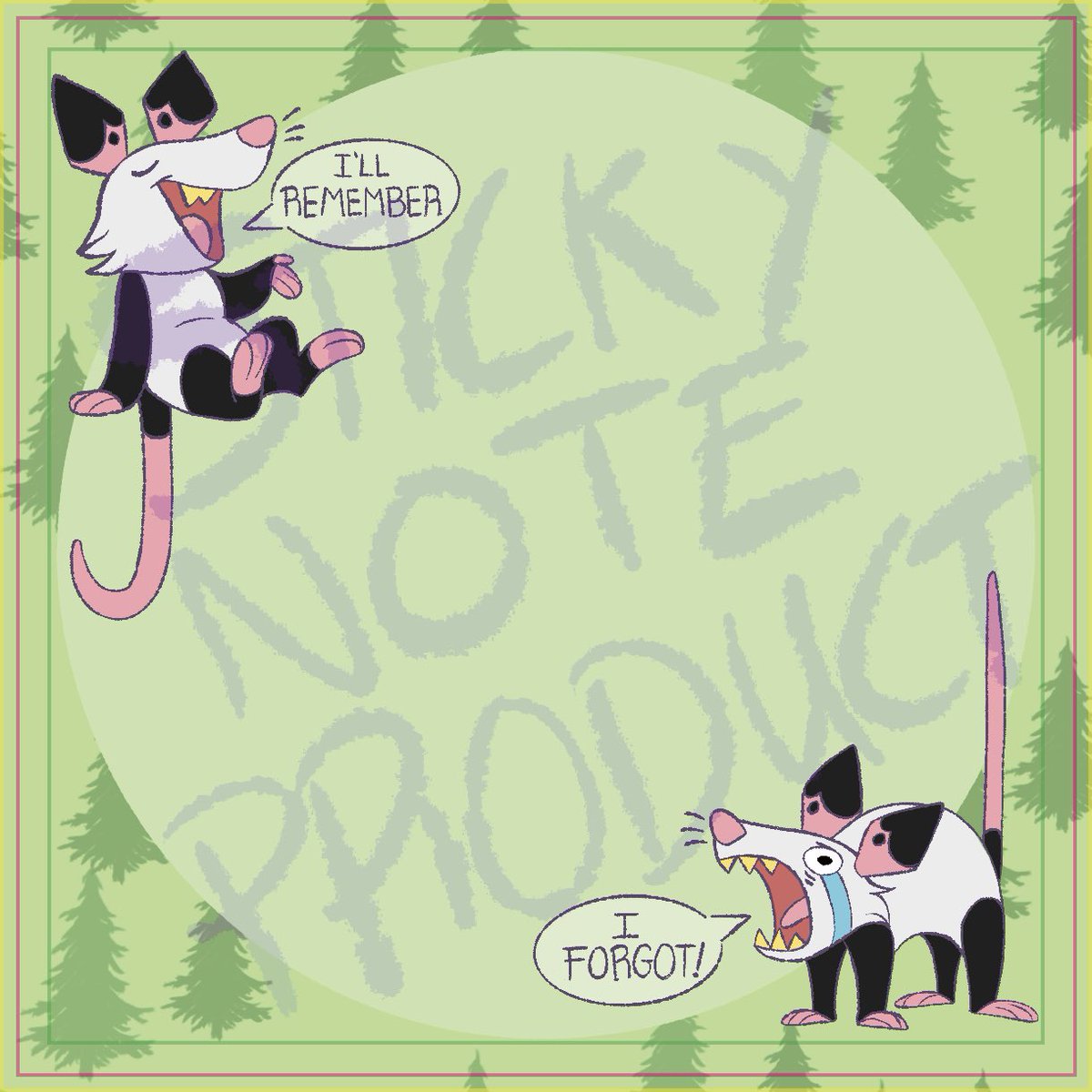 First Merch design for NFC2025! ADHD Possum Notes (this one is very me….)