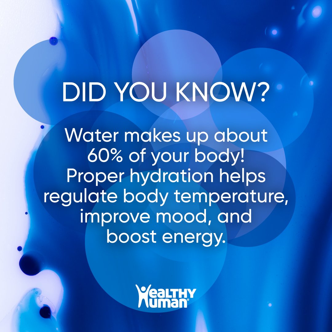 HHumanLife's tweet photo. Did you know!💡

Water makes up about 60% of your body! Proper hydration helps regulate body temperature, improve mood, and boost energy.💦

Carry your Healthy Human bottle with you to make hydration easy and eco-friendly throughout your day.♻️

#HealthyHumanLife #Sustainability https://t.co/eBKpDcy7IT