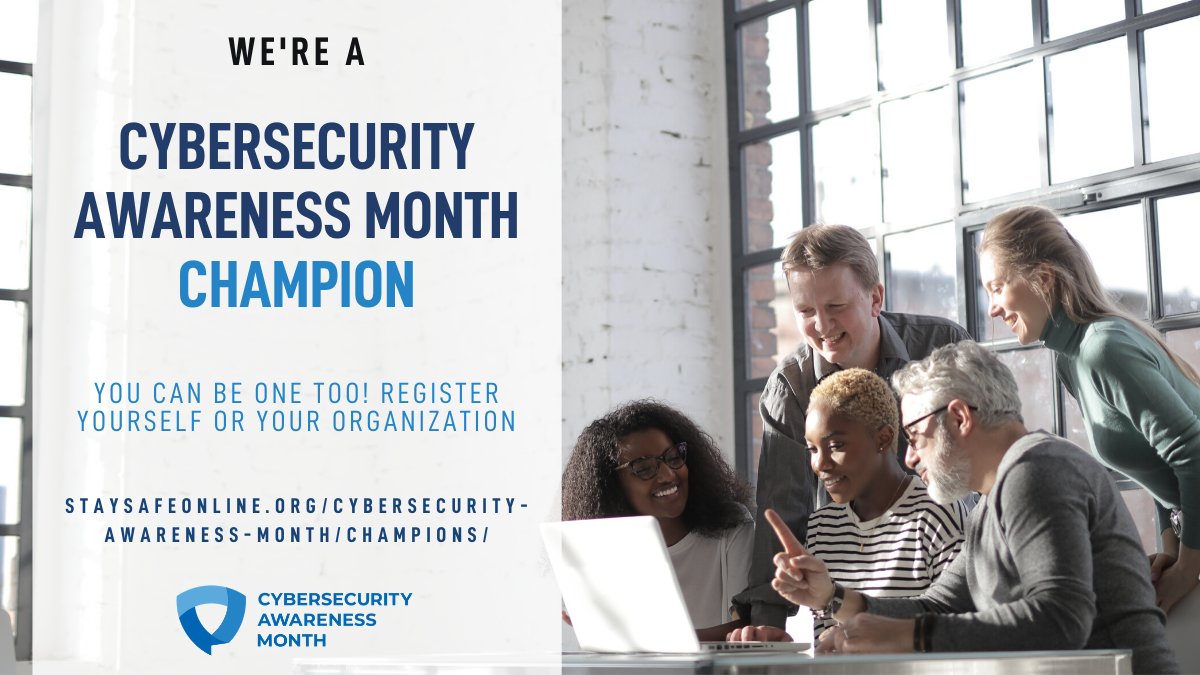 LCC5Star's tweet photo. We’ve   joined the global effort to promote awareness for online safety and privacy   by becoming Champions for Cybersecurity Awareness Month! Do your part.   @LCCStars #LCCStars @StaySafeOnline #SecureOurWorld   #CybersecurityAwarenessMonth https://t.co/nJ6lcYcW5W