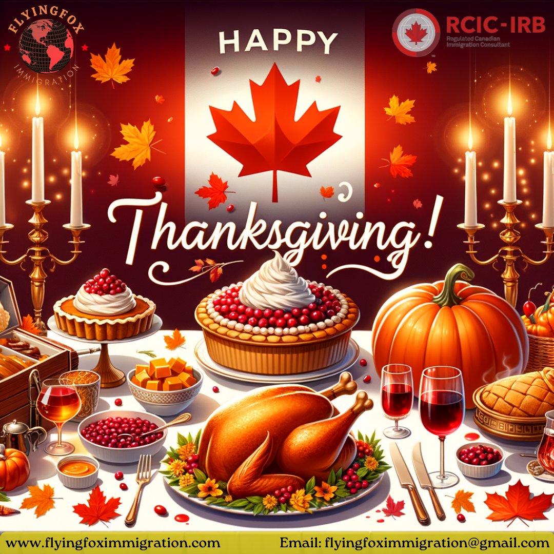 From all of us at FlyingFox Immigration, we wish you a bountiful Thanksgiving filled with love, laughter, and unforgettable memories! 🦃🍂 #HappyThanksgiving 
#happythanksgiving #thanksgiving2019 #blessed #grateful