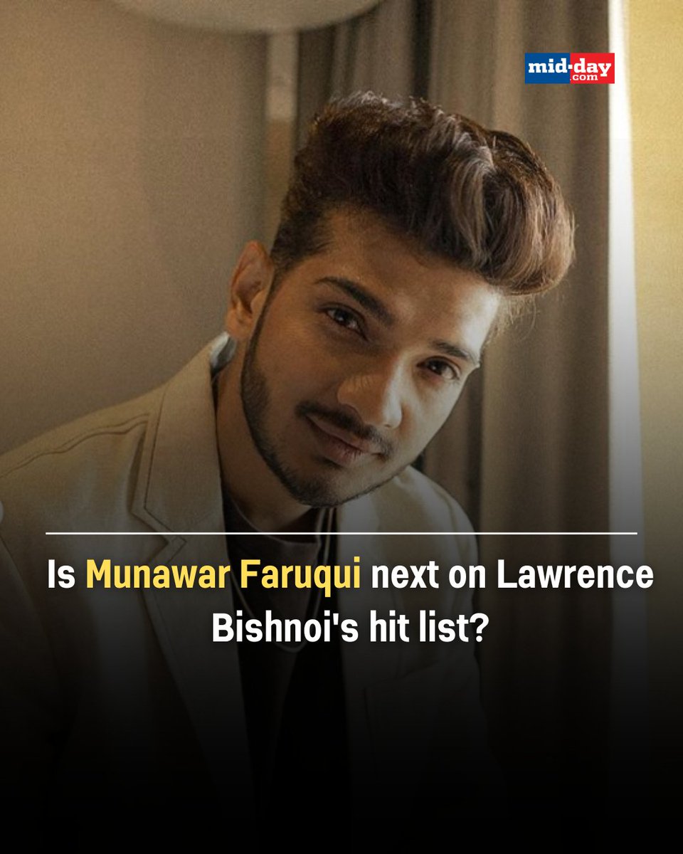mid_day's tweet image. #BiggBoss17 winner and comedian #MunawarFaruqui was rushed to #Mumbai from his #Delhi event in September after being chased by gangsters linked to Lawrence Bishnoi. 

Media reports suggest that Faruqui is on Bishnoi's radar due to his remark about Hindu gods during one of his