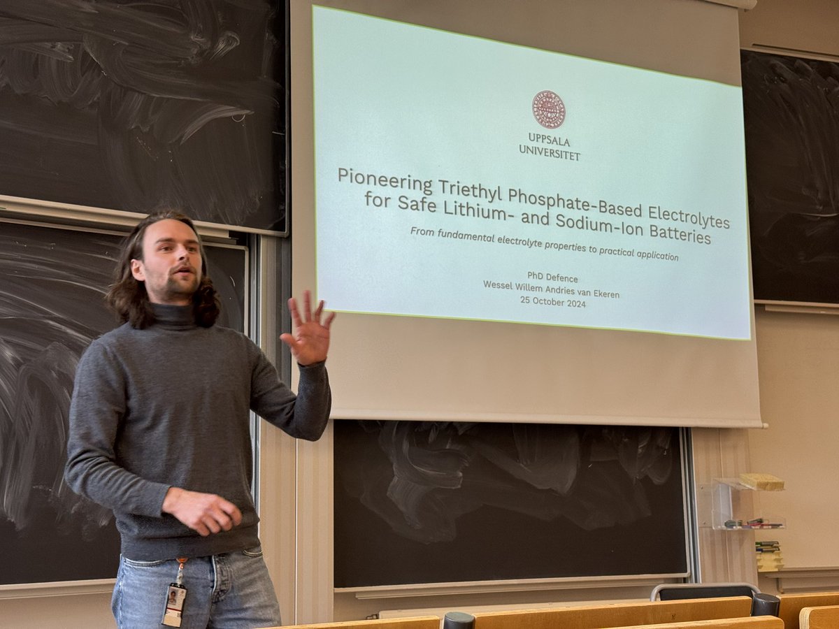 Ångström Advanced Battery Centre (@angstromabc) on Twitter photo Wessel van Ekeren is practicing his PhD thesis presentation on Pioneering Triethyl Phosphate-Based Liquid Electrolytes for Safe Lithium- and Sodium-Ion Batteries: From Fundamental Insights to Practical Applications. <a href="/younesi/">Reza Younesi</a> <a href="/chem_angstrom/">Department of Chemistry - Ångström</a>
uu.diva-portal.org/smash/record.j… Wessel van Ekeren is practicing his PhD thesis presentation on Pioneering Triethyl Phosphate-Based Liquid Electrolytes for Safe Lithium- and Sodium-Ion Batteries: From Fundamental Insights to Practical Applications. <a href="/younesi/">Reza Younesi</a> <a href="/chem_angstrom/">Department of Chemistry - Ångström</a>
uu.diva-portal.org/smash/record.j…