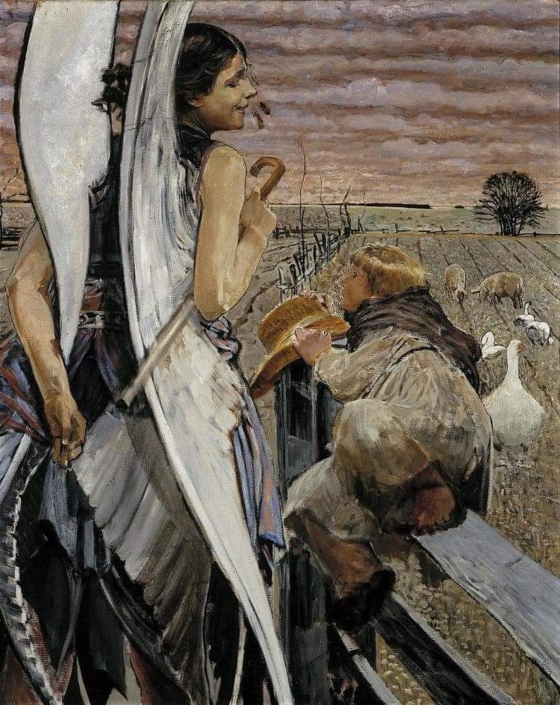 Jacek Malczewski (1854-1929): 'Angel and the LIttle Shepherd Boy,' 1902.