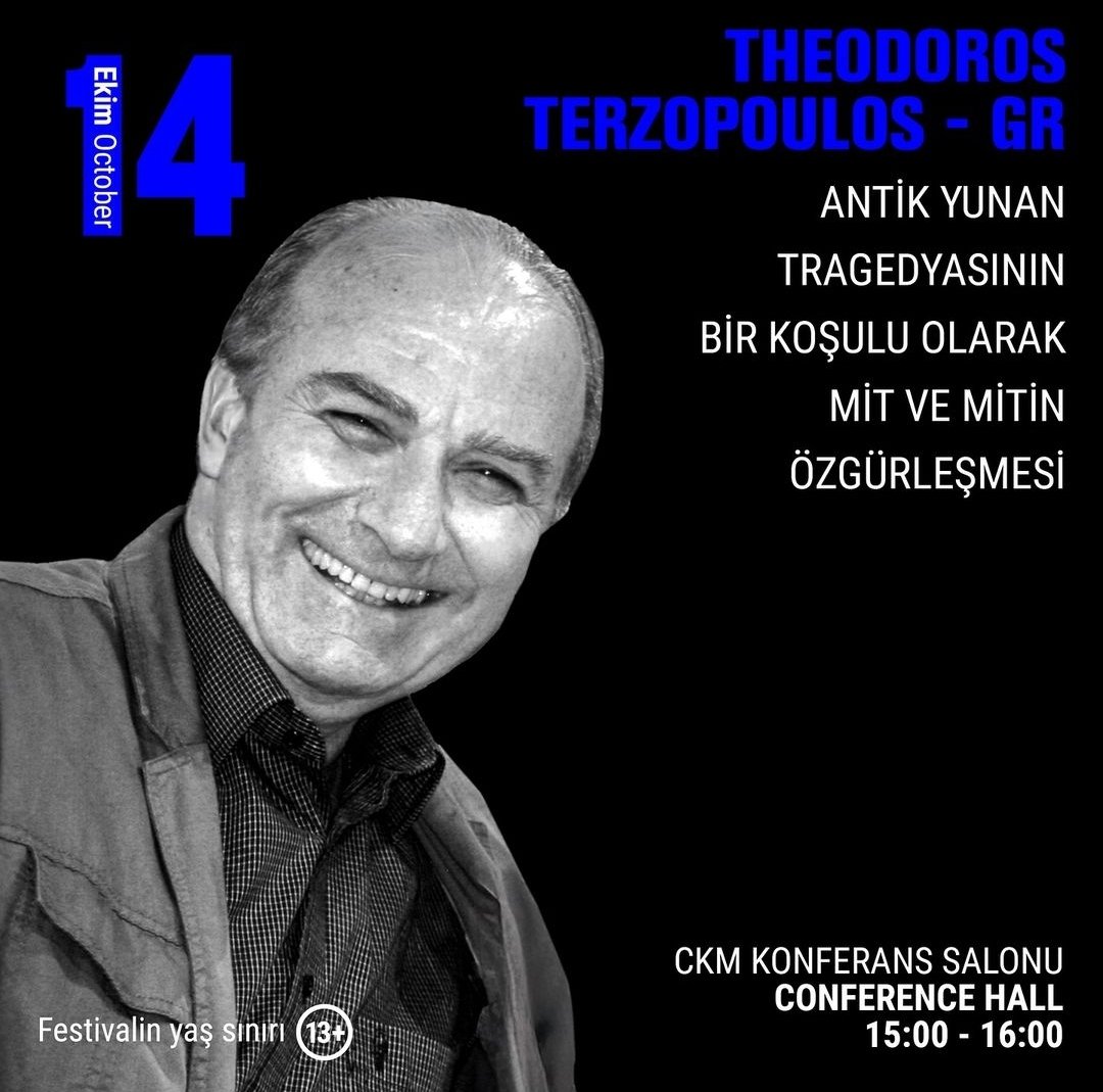 Terzopoulos çalışmalarını anlatıyor. İnanılmaz bir çalışma var oyunlarının arkasında. Çalışmalarını anlamak bile zor, oyunlarını nasıl anlayalım. Anlamayalım tabii ki de. Böylesi daha güzel.