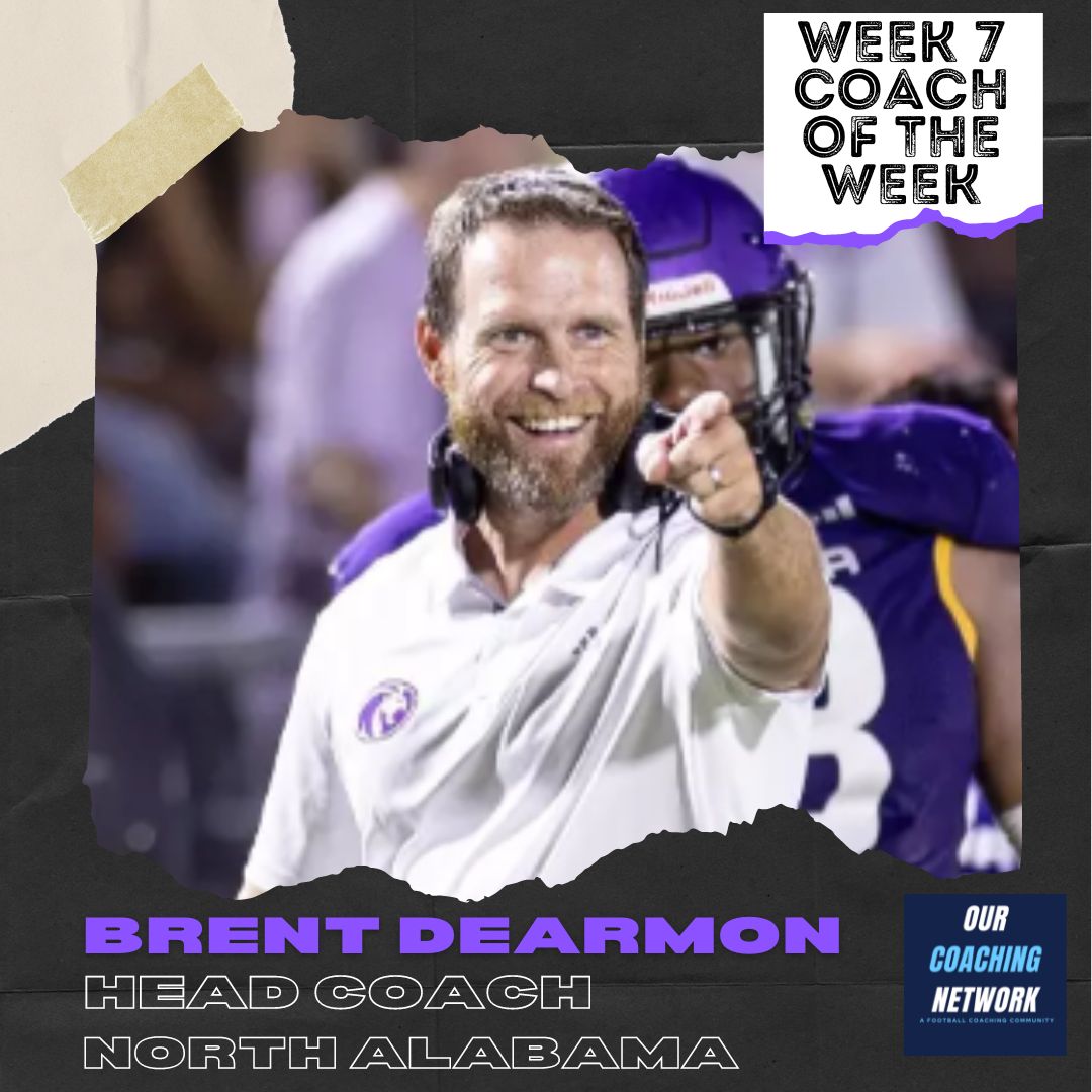 Our Coaching Network | A Football Coach Community (@ourcoachingnet) on Twitter photo <a href="/JMUFootball/">JMU Football</a> <a href="/CoachBobChesney/">Robert Chesney</a> <a href="/ourcitycoffee/">Our City Coffee</a> <a href="/Coach_DKennedy/">Dean Kennedy</a> <a href="/coachdc34/">Drew Canan</a> <a href="/Coach_DiMike/">Anthony DiMichele</a> <a href="/EddieWhitley37/">Eddie Whitley</a> <a href="/CoachhBarnes/">𝙆𝙮𝙡𝙚 𝘽𝙖𝙧𝙣𝙚𝙨</a> <a href="/CoachSamDaniels/">Sam Daniels</a> 🏈Week 7 Head Coach of the Week🏈
Following <a href="/UNAFootball/">North Alabama Football</a>'s 47-34 win against #12 ACU <a href="/BrentDearmon/">Brent Dearmon</a> is our FCS Head Coach of the Week presented by <a href="/ourcitycoffee/">Our City Coffee</a> ☕️
1st Ranked Win in Program History👏
Coach of the Week🧵👇 <a href="/JMUFootball/">JMU Football</a> <a href="/CoachBobChesney/">Robert Chesney</a> <a href="/ourcitycoffee/">Our City Coffee</a> <a href="/Coach_DKennedy/">Dean Kennedy</a> <a href="/coachdc34/">Drew Canan</a> <a href="/Coach_DiMike/">Anthony DiMichele</a> <a href="/EddieWhitley37/">Eddie Whitley</a> <a href="/CoachhBarnes/">𝙆𝙮𝙡𝙚 𝘽𝙖𝙧𝙣𝙚𝙨</a> <a href="/CoachSamDaniels/">Sam Daniels</a> 🏈Week 7 Head Coach of the Week🏈
Following <a href="/UNAFootball/">North Alabama Football</a>'s 47-34 win against #12 ACU <a href="/BrentDearmon/">Brent Dearmon</a> is our FCS Head Coach of the Week presented by <a href="/ourcitycoffee/">Our City Coffee</a> ☕️
1st Ranked Win in Program History👏
Coach of the Week🧵👇
