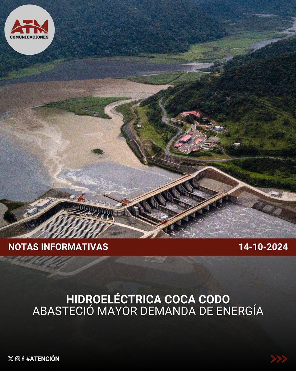 ATMNoticiasEc's tweet photo. 💡 #Energía | La hidroeléctrica Coca Codo Sinclair generó este domingo, 13 de octubre de 2024, uno de los picos más altos de los últimos siete meses. 

ℹ️ Lee los detalles aquí👇
» https://t.co/a0OwGj0mYy https://t.co/uDCzEDoiyt