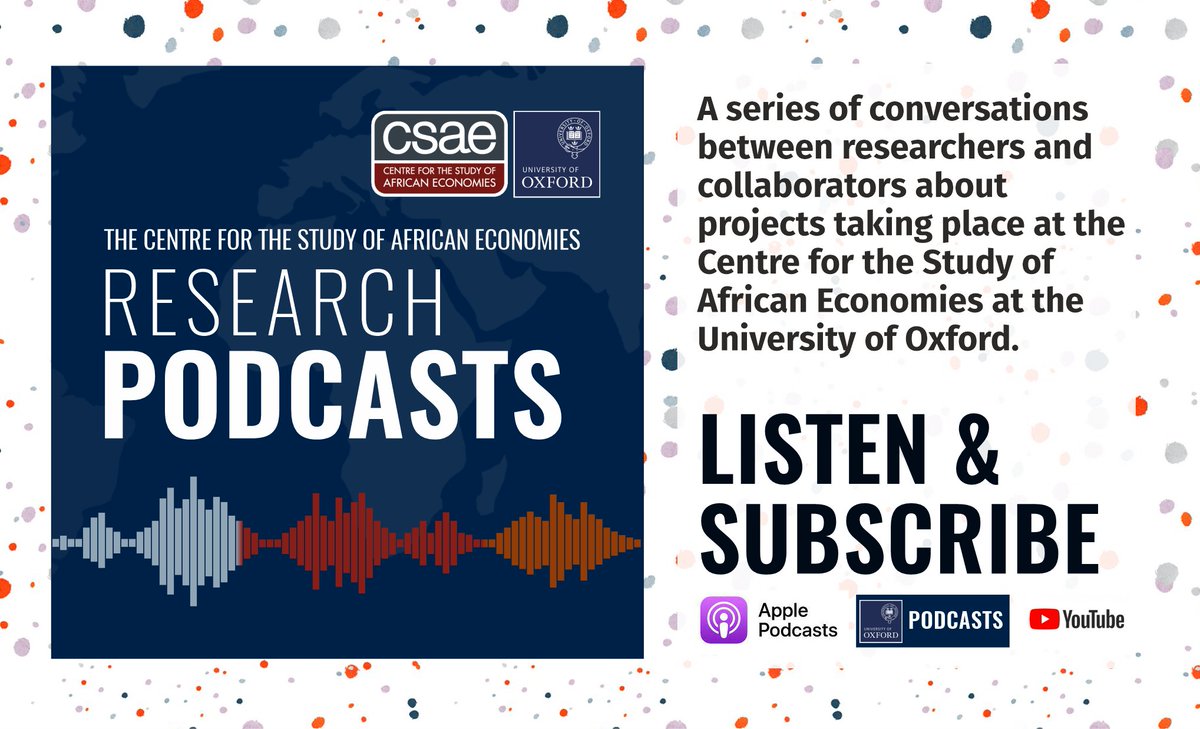 Listen to the CSAE Research Podcasts series to find out more about CSAE researchers' work with cash transfers in Kenya.
🔸Cash Transfers and Micro-Enterprise Performance in a Refugee Camp in Kenya
🔸General Equilibrium Effects of Cash Transfers in Kenya 
csae.ox.ac.uk/csae-podcasts