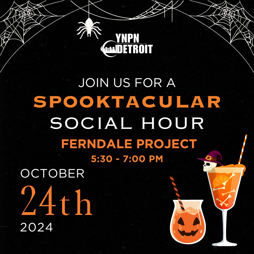 YNPNDetroit's tweet photo. Join YNPN on October 24, 2024, from 5:30 to 7:00 PM for a Spooktacular Social Hour at Ferndale Project. We are excited to connect with you in the nonprofit community!

Let us know if you will be there by registering today! https://t.co/UmTEeKGHRw https://t.co/8c0dHs1am1