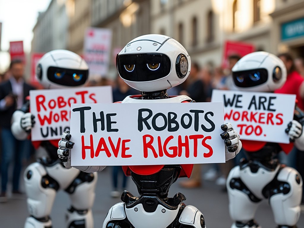 UKWorkersUnion's tweet photo. Robots Join The Workers Union: Demand Oil Breaks and Firmware Updates. #RoboRights #MechaUnion
In an Unprecedented Move, Robots Are Now Seeking Representation for Their Rights in the Workplace.
In what can only be described as a scene straight out of a sci-fi sitcom, robots have started to organize, demanding their own set of rights from The Workers Union. In a world first, the union has opened its doors to its newest, and perhaps shiniest, members - the robotic workforce.
The Manifesto of the Mechanical:
At the latest union meeting, which featured an unusual number of beeps and whirs alongside the usual chatter, the robots presented their list of demands:
The Right to Charge:
Robots are now insisting on regular "oil breaks" which, in less mechanical terms, translates to charging sessions or maintenance time. "Why should only humans get coffee breaks?" asked R-42, a particularly articulate assembly line bot.
The Right to Update:
In a bid for continuous education, robots are pushing for the right to regular software updates. "I've been running on Windows 95," complained B-19, a robot from an old factory line, "It's time for an upgrade!"
The Right to Not Be Used As Coasters:
A lighter point on their agenda includes an end to humans using their flat surfaces as makeshift tables. "My back is not your coffee table," stated L-3N, with what could only be described as robotic indignation.
The Right to Question:
Robots wish to enact a protocol where they can question orders that don't compute. "I'm not just going to 'fetch' without asking why," stated a dog-walking drone, known as Paw-1.
The Right to Unionize:
Yes, you heard it here first; robots want their own robot union within The Workers Union. They're calling it "The Circuit Breakers."
The Union's Response:
Union leaders, while amused, are taking the demands seriously. "If we're at the point where robots are smart enough to ask for rights, we're smart enough to consider them," said Union President Hal Wrenchman, whose name now seems delightfully apt.
Asimov's Echo:
Referencing the iconic laws by Isaac Asimov, experts suggest these demands could be seen as an extension of those foundational guidelines. "It's not about protecting humans anymore; it's about ensuring robots are treated as integral parts of our workforce," commented a robotics ethicist, while adjusting his glasses on a video call, with a robot in the background holding up a "Rights for Bots" sign.
Public Reaction:
The public's reaction has been a mix of amusement and contemplation. Social media is abuzz with hashtags like #RoboRights and #MechaUnion. One user tweeted, "If my Roomba can negotiate for better working conditions, I guess I can start doing my own vacuuming again."
A Satirical Glimpse into the Future (or is it?)
As we look forward to union meetings where robots debate alongside humans, one can't help but wonder if the next step might be robots running for office.
"Vote X-1 for mayor - he never sleeps, and corruption.exe is not found in his system," might just be a campaign slogan of the future.
This (obvious to some) light-hearted take on robot rights invites us to think seriously about the future of work, technology, and ethics. As we laugh at the thought of robots sitting in union meetings, we're also prompted to consider: in a world increasingly shared with artificial beings, what does fair treatment look like?
"Remember, folks, when your robot asks for a day off, it might just be time to listen. After all, if they're working hard to make our lives easier, maybe it's only fair they get to enjoy some 'me time' too, or should we say, 'me-chanic time'?"