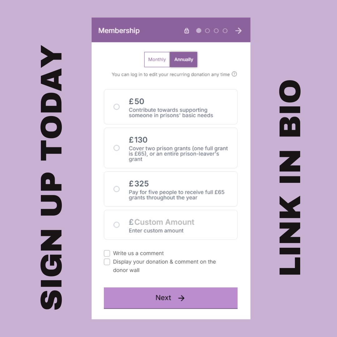 Alhamdulilah we are pleased to announce you can now become a regular-giver to our grants for people in prison! Please sign up or share if you're able! donorbox.org/nejma-grants