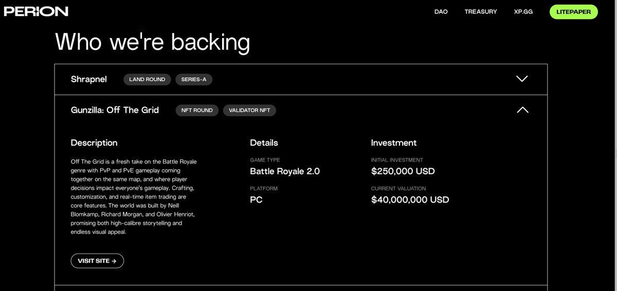 Really great to finally see some action for <a href="/PerionDAO/">XP.GG</a>. 

They made an early stage investment into Off The Grid for $250,000 and now it's worth over $40,000,000.

Price is finally correcting to reflect this.

Will see many more cases this cycle.