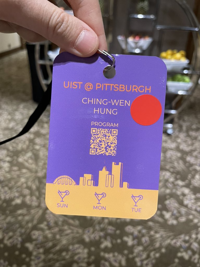 ChingWenHung_'s tweet photo. #UIST2024 Attending my third UIST in Pittsburgh 🍹Look forward to meeting old and new folks 🙂 https://t.co/MQIIuXM7Oe