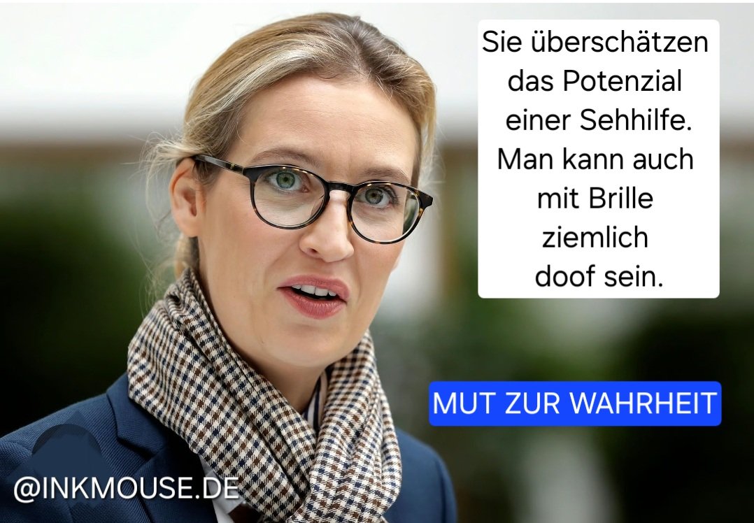martina_welt's tweet photo. Ich bekam eben an der Bushaltestelle einen Lachflash. TikTok zeigt einer Mutter ein Video von #HetzIkone #AliceWeidel an.
Kind, etwa 5 Jahre alt:    
"Mom, what is that ugly man talking about?"
"That's not a man, dear. 
There are stupid, ugly women too. But you'll learn that." https://t.co/1E4UrQaSp1