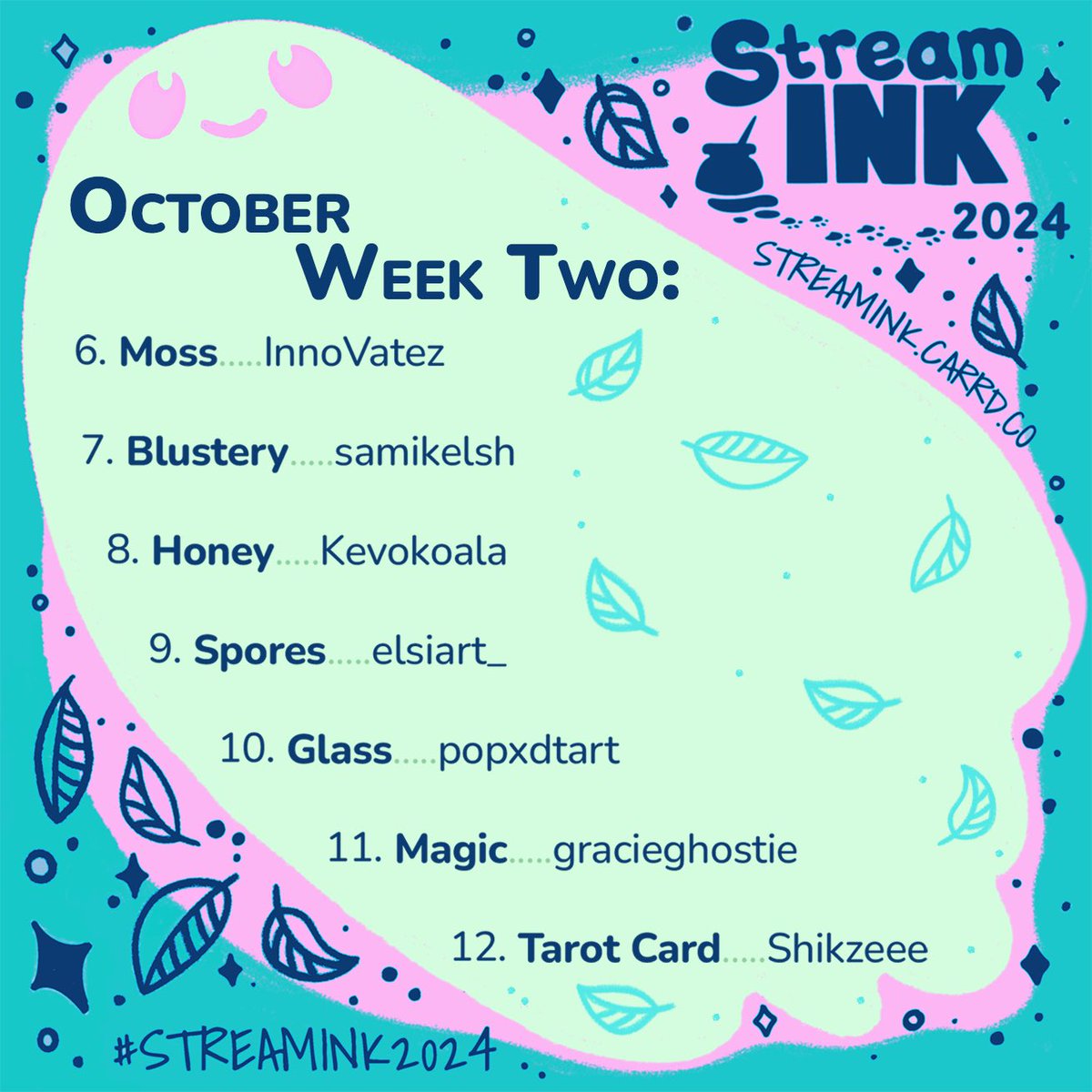 Did you enjoy our second week of prompt words? 🎃 

There’s still amazing art pouring into the discord from last week - so be sure to take a peek! 

all the links are on the Carrd - which can be found in our profile! 🌟