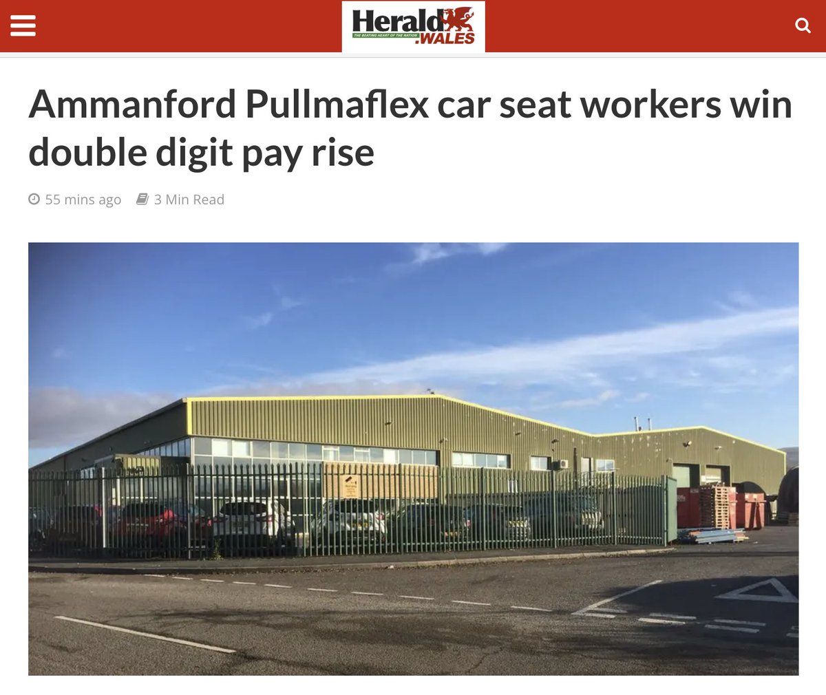 UniteSharon's tweet photo. 👏 Ammanford Pullmaflex car seat workers win double digit pay rise 

By voting for strike action, Pullmaflex’s workers showed the company they were serious about receiving a fair pay rise and ensured they got one. #JobsPayConditions
