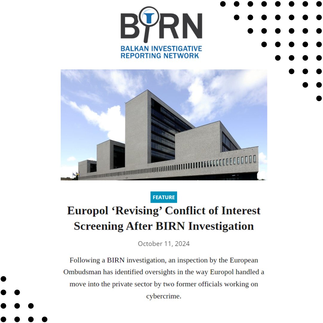 1/5 <a href="/BIRN_Network/">BIRN</a> has published an important investigation on a #RevolvingDoors case related to <a href="/Europol/">Europol</a> , Thorn and the #CSAM proposed rules.

📄balkaninsight.com/2024/10/11/eur…