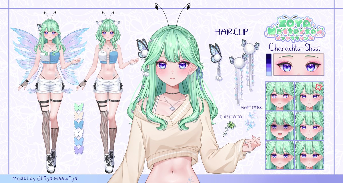 Zoyawatterson's tweet photo. ˚₊⊹━ Character sheet ━⊹₊˚
ꕤ Fwen name : Pucukers
ꕤ Mark : 🌱🦋
ꕤ Tag :
General : #Zoyawatterson
Announcement : #Pucukinpo
Live : #HamaLive
Clip : #ClipCUK
Art : #Zoyart
Memes : #RecehCUK
🔞 : #Wattercrot
ꕤ L2D & Chara sheet by Chiya Maawiya
#VTUBER https://t.co/SVaWOGzVXD