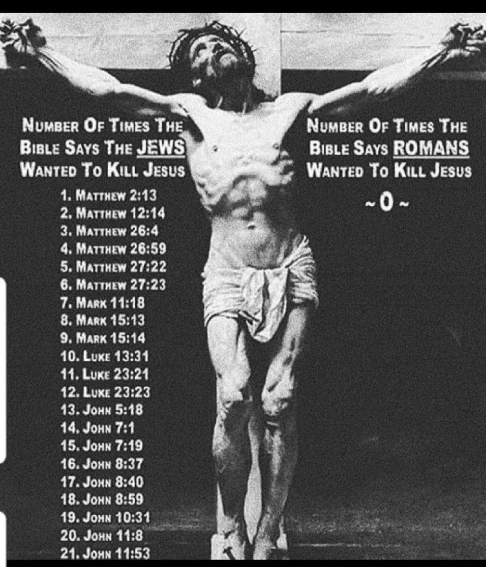 La_SemiYA_dl_VD's tweet photo. No te equivoques, los judíos crucificaron a Jesús porque los nombraba como lo que son: raza de víboras e hijos del diablo

21 veces intentaron matarlo

21 VECES https://t.co/NKQrVZa32Z
