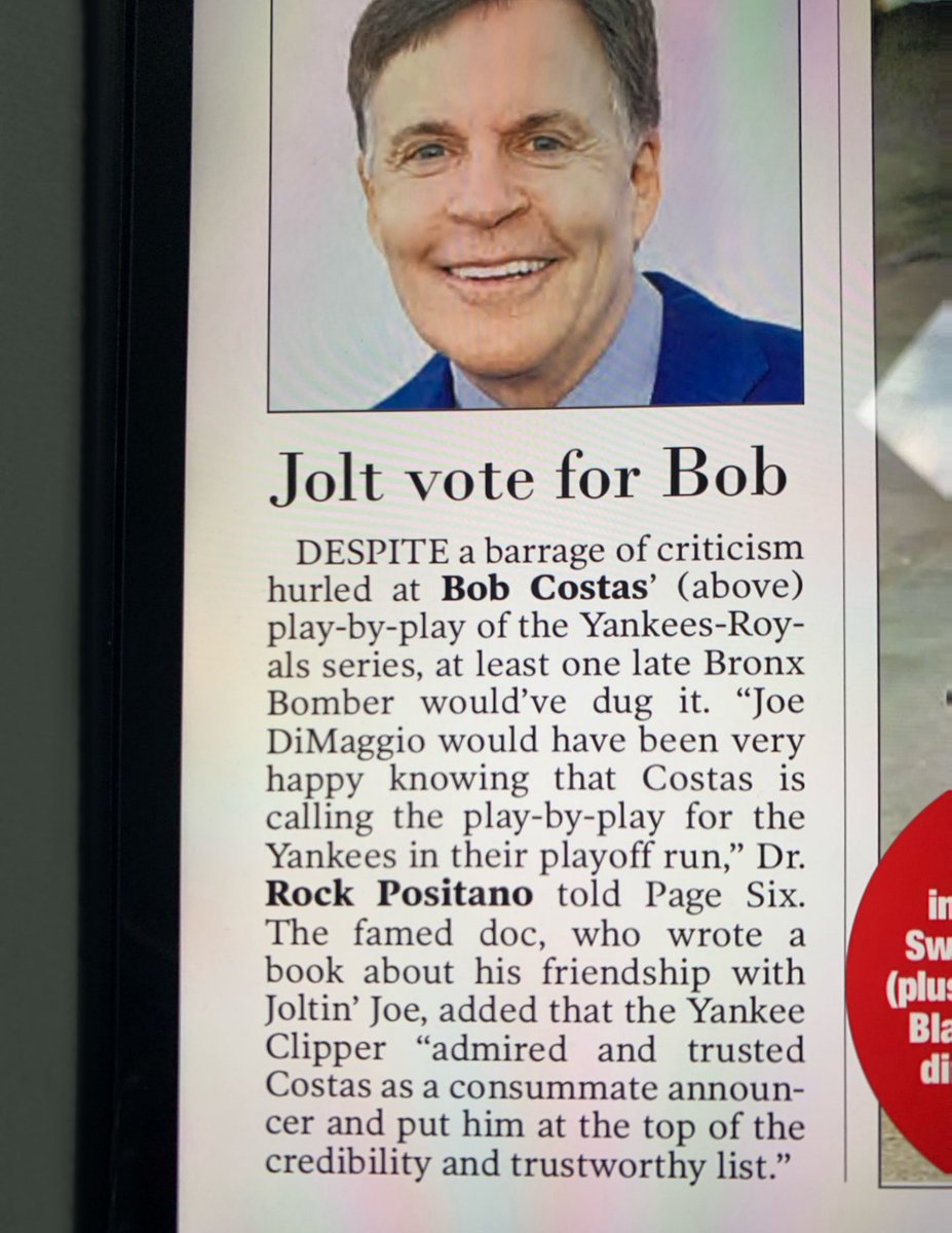 #BobCostas is one of the top sportscasters ever, though younger generations might not realize. #JoeDiMaggio totally trusted him. No small feat considering Joe’s general mistrust for the media. <a href="/PageSix/">Page Six</a> #DinnerWithDiMaggio