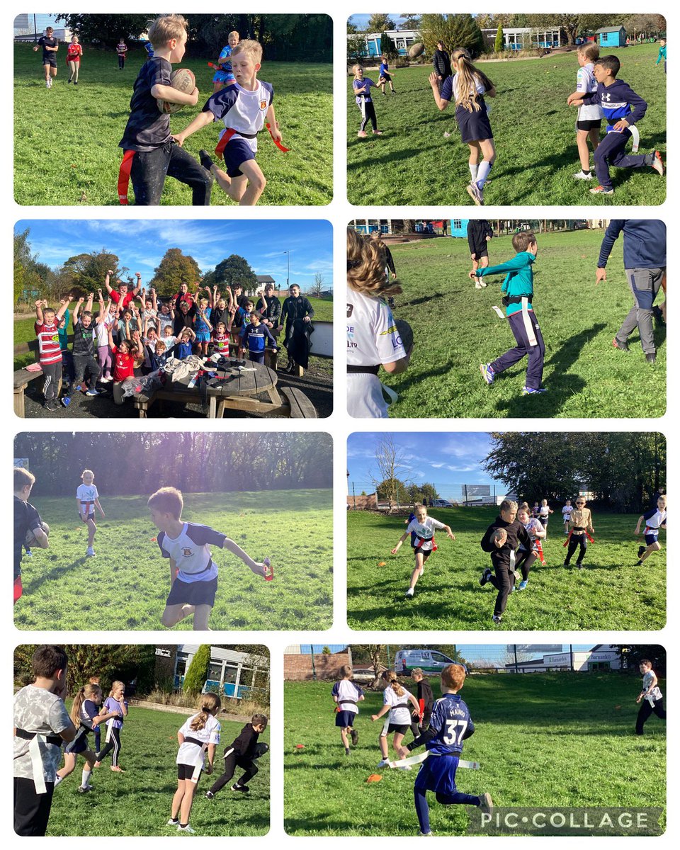This afternoon we have been participating in mini games of tag rugby on the field! We definitely have some future Warriors players in the making! #OurLadysPE #Tagrugby #WiganWarriors
