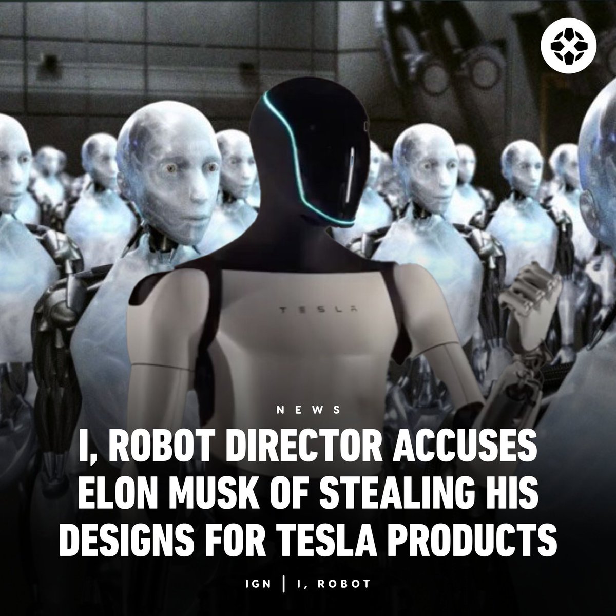 IGN's tweet photo. The director of the Will Smith-starring 2004 film I, Robot has accused Elon Musk of stealing his film's ideas for Tesla designs. https://t.co/fv0WSefdbg https://t.co/3hnKmL6CVQ