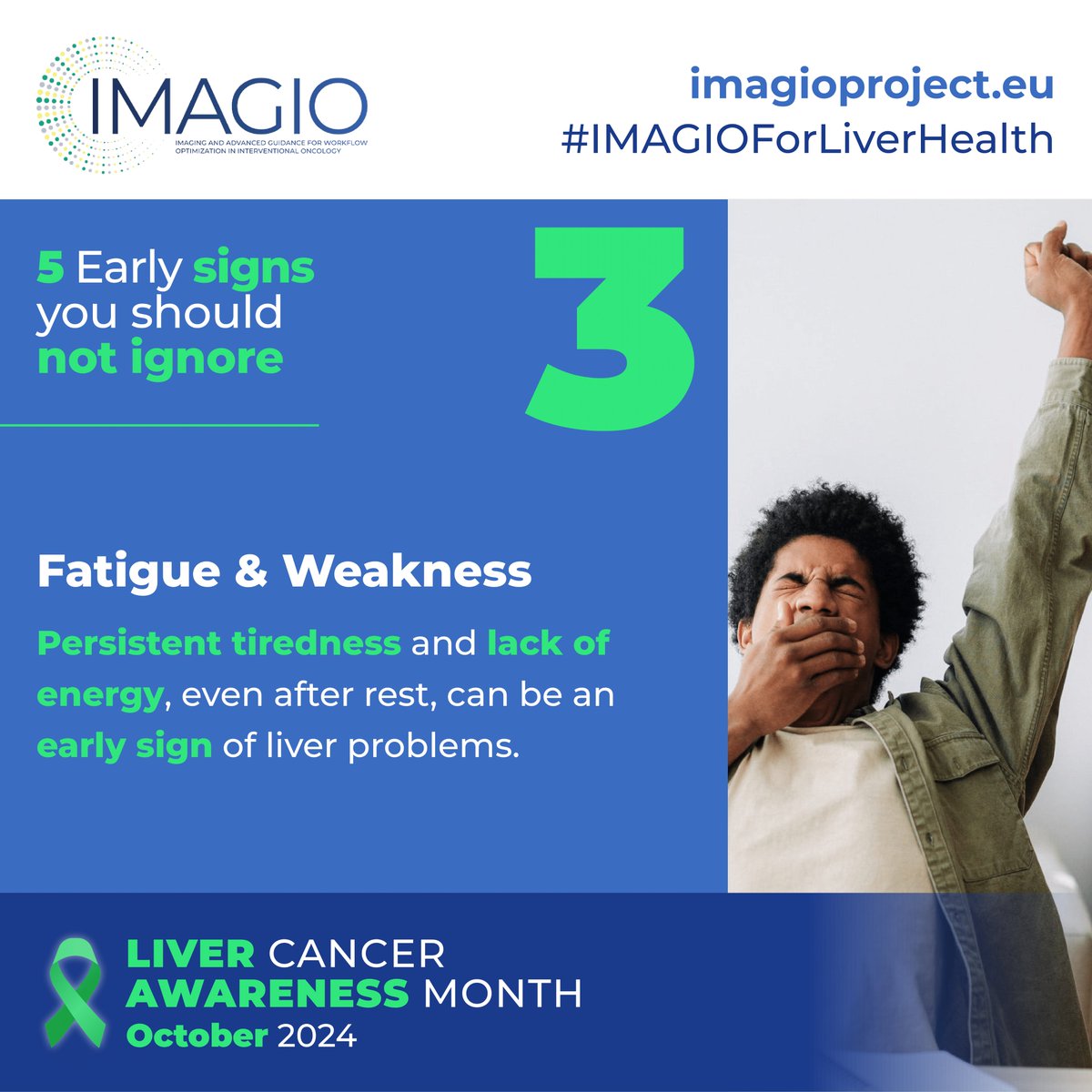 IMAGIO_project's tweet photo. 🎗 Liver Cancer Awareness Month: Recognizing Early Signs is Key🎗

• Unexplained weight loss • Loss of appetite • Fatigue &amp; weakness • Jaundice (yellow skin/eyes) • Upper abdominal pain or swelling

🔗 Learn more: https://t.co/I7NzrGxv7m https://t.co/rFS9vqcSIM