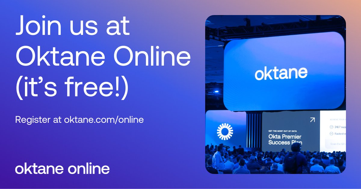 Can't make it to Vegas? No worries. 

Join us for Oktane Online on October 16. Get ready for live demos, Q&amp;A sessions, and more! Register now: bit.ly/3ZmEsD6 @Okta #Oktane24