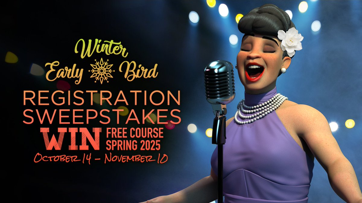 AnimationMentor's tweet image. 🎙️ Win a free animation course! Apply and register for Winter term by November 10th and you'll be entered to win one of three great prizes.🎶
Learn more: bit.ly/3EZMZSr
#animationschool #animationclasses #learnanimation