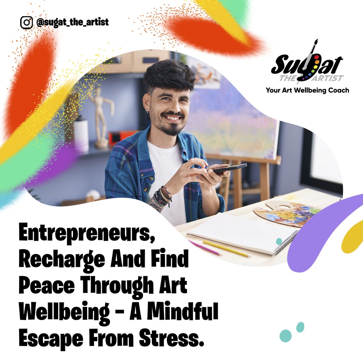 sugat7's tweet photo. Entrepreneurs often face immense pressure. The stress of running a business, managing teams, and meeting endless demands can take a toll on your mental and physical well-being.

Join me and discover the transformative power of art wellbeing.

#artsy #artlovers #love #creative https://t.co/G0e31GFyAP
