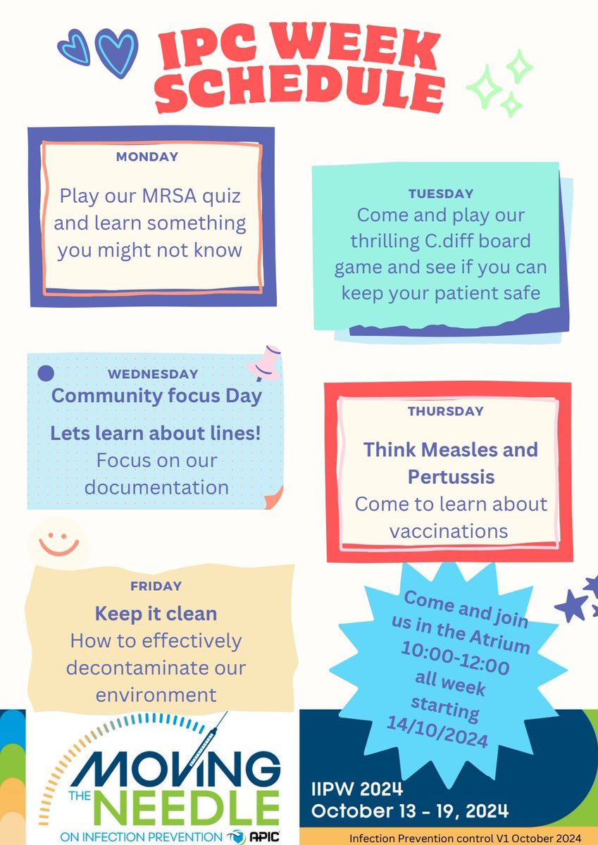 NM_IPCteam's tweet photo. We will be out and about on wards throughout this week celebrating International Infection Prevention week. If you want to come and join the fun, meet us between 10 and 12 in the atrium! #iipweek #ipc https://t.co/NV8o2Msuot