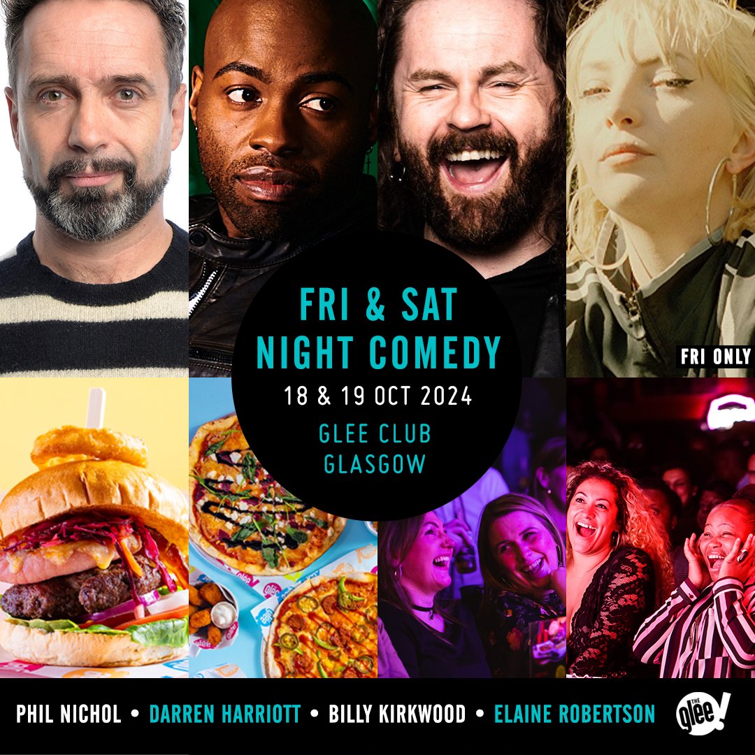 The Glee Club Glasgow (@gleeclubglasgow) on Twitter photo We're back for another HUGE weekend of comedy this Fri & Sat! 🙌
Featuring a line-up that will have you laughing until Monday! Join the brilliant Phil Nichol, Darren Harriott, Billy Kirkwood & <a href="/elainerobz/">Elaine Robertson</a> (Fri only) for a ton of hilarity 😂
BOOK NOW 🎟️ bit.ly/GlasgowWeekend… We're back for another HUGE weekend of comedy this Fri & Sat! 🙌
Featuring a line-up that will have you laughing until Monday! Join the brilliant Phil Nichol, Darren Harriott, Billy Kirkwood & <a href="/elainerobz/">Elaine Robertson</a> (Fri only) for a ton of hilarity 😂
BOOK NOW 🎟️ bit.ly/GlasgowWeekend…