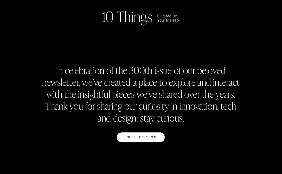 New site on <a href="/siteinspire/">Siteinspire</a>: Your Majesty — ’10 Things’ → siteinspire.com/websites/12784…