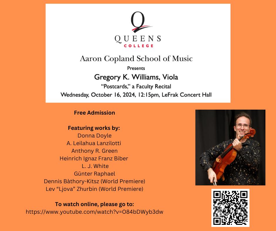 Tomorrow, Greg Williams premieres my "The Lower Tide Effect" for solo viola. At Queens College Copland School of Music. Come. Also, live stream: youtube.com/watch?v=O84bDW…