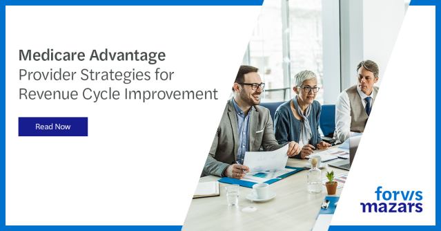 HaleyKAdrian's tweet photo. Facing revenue challenges with Medicare Advantage? Discover tactics from @ForvisMazarsUS to help streamline processes, reduce denials, and improve payor relationships. Get insights here: https://t.co/glInV8QYuD https://t.co/FVFf0B6i7e