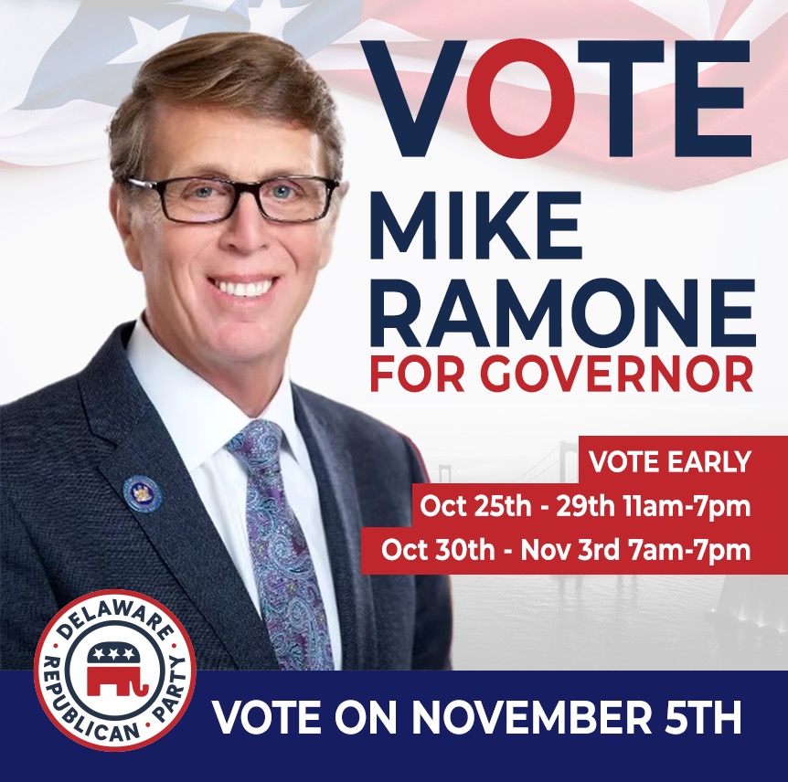 Introducing Mike Ramone! A strong advocate for better education, fiscal responsibility, and personal freedoms, Mike Ramone is ready to stand up for DE. Let’s secure a brighter future! ✅ Vote Mike Ramone for Governor this election! #netde #DEGOP2024 #Vote Early #Vote Republican