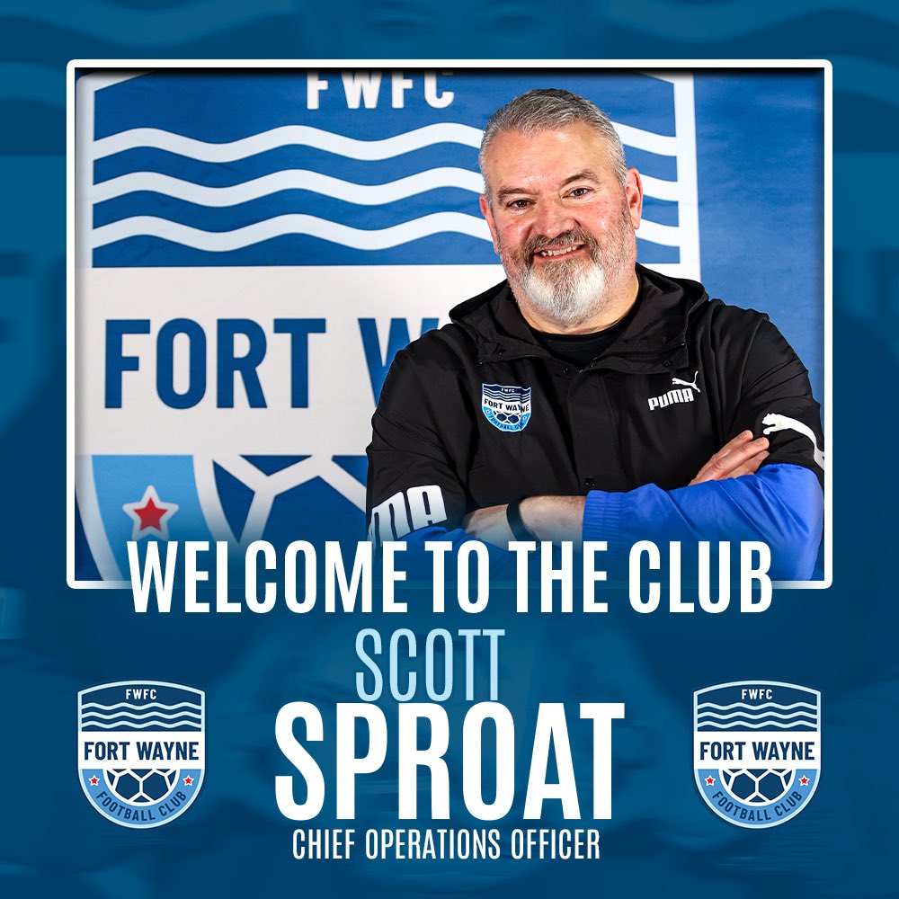 FortWayneFC's tweet photo. Scott Sproat has joined the Club as our new Chief Operations Officer. Scott had been with the Fort Wayne Komets for the past 23 years.

Please welcome him to the team! https://t.co/HrlNCQ4zAh